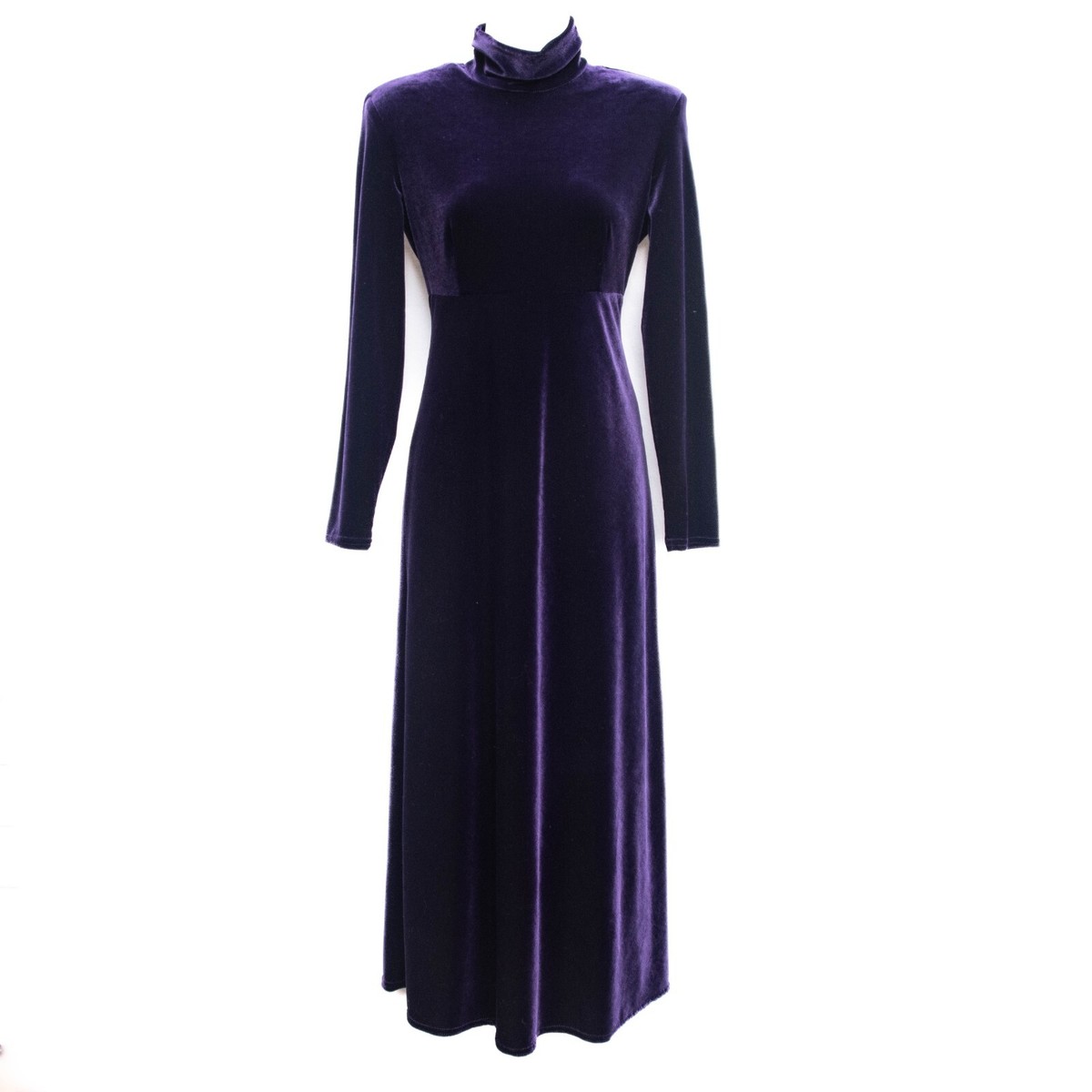 Spencer Dress Purple Velvet Mock Neck Long Sleeve Empire Waist  Whimsigoth