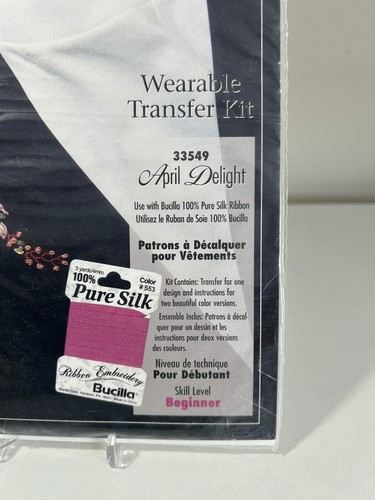 Silk Ribbon Embroidery Wearable Transfer Kit 33549 April Delight Bucilla NIP - Picture 2 of 4