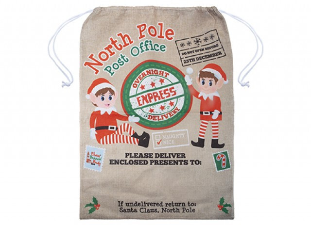 Elves Behavin Badly Elf Luxury Printed Jute Sack With Hang Tag 70 x 50cm #503095