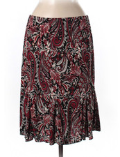 Briggs Black Red Paisley Jersey Gored Pull On A-Line Party Skirt M