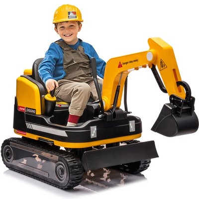 2 IN 1 Electric 12V Battery 360° Kids Ride On Excavator Bulldozer Remote Yellow