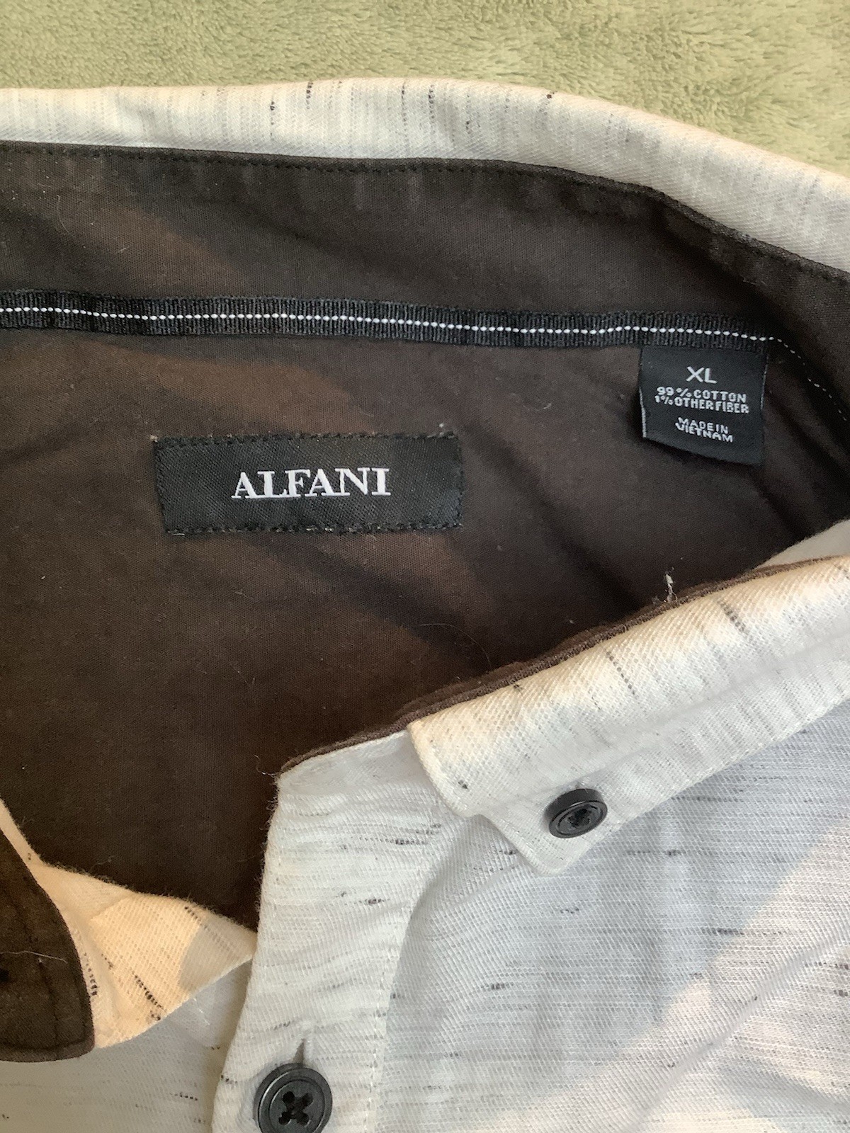 Alfani White Black Pattern Button Up Collared Men… - image 6