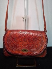 vintage hand-tooled leather crossbody bag