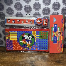Vintage Mickey Mouse Disney School Set Pencil Case Ruler Eraser Sharpener NOS