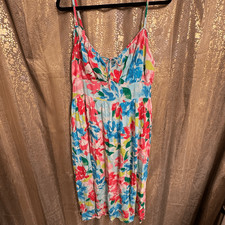 Old Navy Colorful Spring Summer  Floral Fit & Flare Midi Dress XL