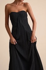 Lulus Narasha Pleated Strapless Maxi Dress Black L