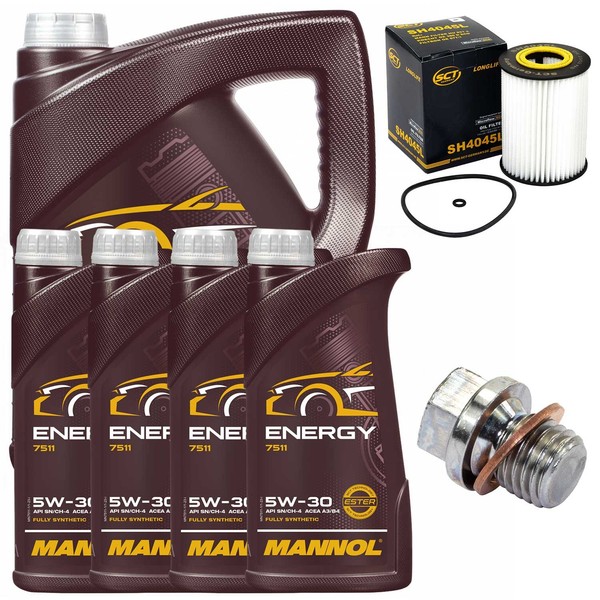 MotoröL Filter Set Mannol 5W-30 API 9 Liter + Schraube FüR Mercedes E-Klasse CLK-image