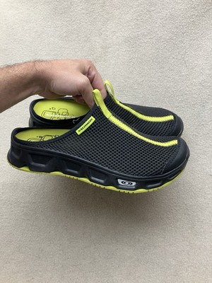 Salomon Reelax Slide Size 10 Sandals Black Lime 159817 Comfort Lifestyle