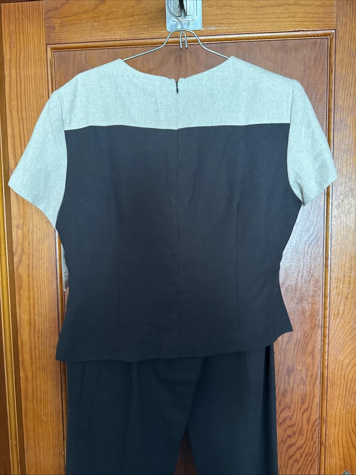 Vintage NWT John Roberts Women’s Pant Suit Taupe Black 90s Sz 12 - Изображение 4 из 4