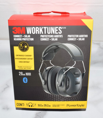 3M WorkTunes Connect + Solar Hearing Protection Bluetooth 26 dB Black 90573 NEW!