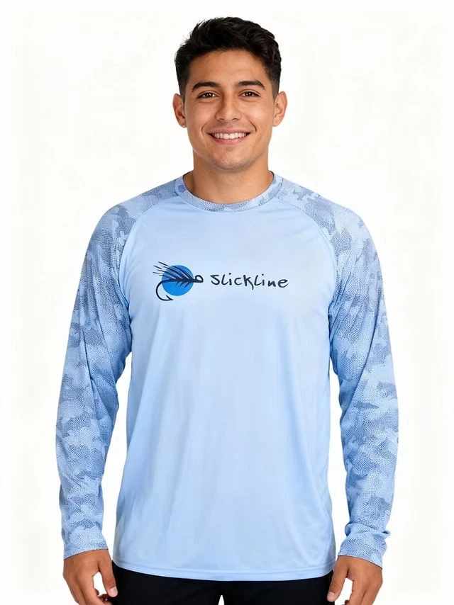 SLICKLINE Logo UPF 50+ UV Quick Dry Moisture Wick Cool Long Sleeve Fishing Shirt