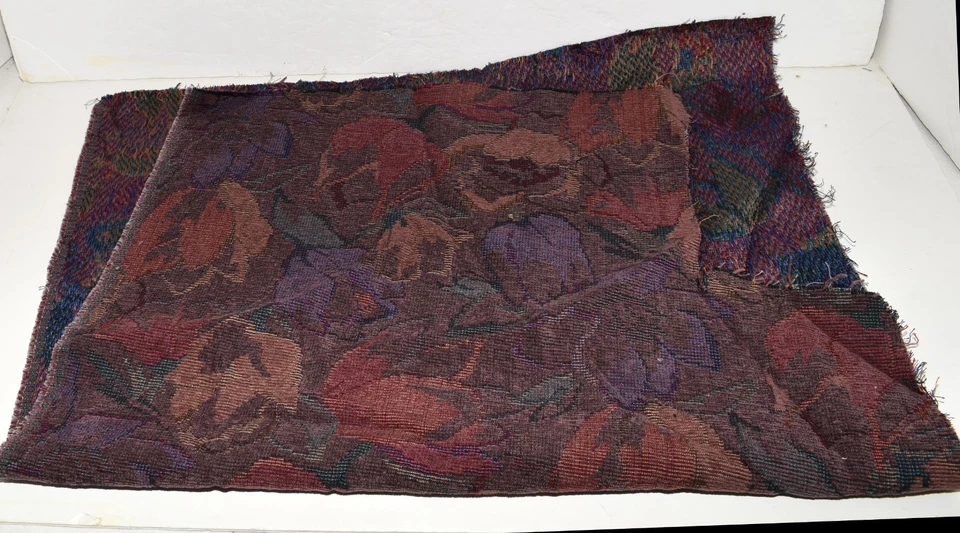 Vintage Kirk Brummel Purple Floral Thick Upholstery Fabric 16" ro 22" x 30" - Image 3 of 3