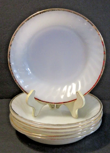 VINTAGE Set of 6 Anchor Hocking Fire King Swirl Golden Anniversary Soup Bowls