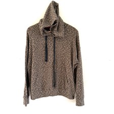 Sundry Leopard Print Hoodie Brown Grey Animal Pattern Pullover Size 2