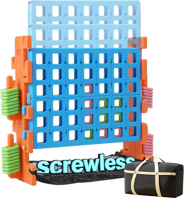 'Click' Giant 4-In-A-Row Game Set with Block-Style Assembly, Adjustable Height 4