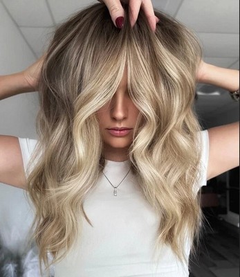 Balayage Ombre Gold Sandy Blond Highlight Perücken Lace Front Echthaar Perücke