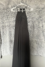 Women's Azazie Dark Gray Halter Formal Wedding Guest Maxi Size XSmall A2
