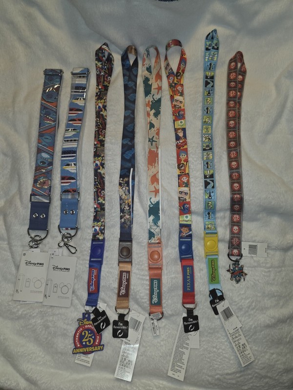 Disney Bundle Of 6 Pin Lanyards And  2 Pin Straps