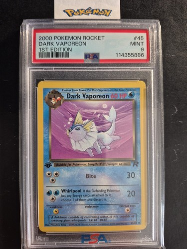 Dark Vaporeon (1st Edition) graded PSA 9 for sale on eBay