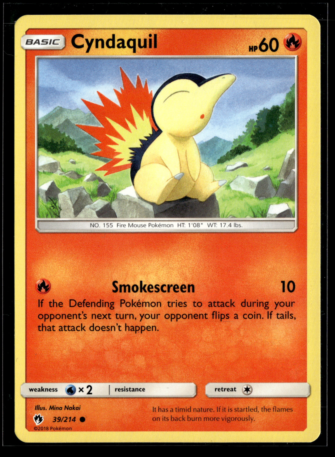 2018 Pokemon SM Lost Thunder 39/214 Cyndaquil LP