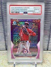 2023 Bowman Chrome #BCP-209 Cristhian Vaquero Fuchsia Shimmer /199 PSA 10