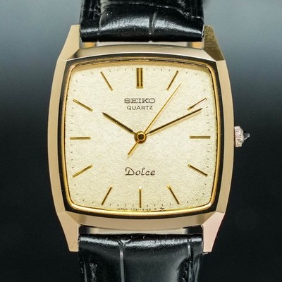 セイコー DOLCE 腕時計 Vintage 1986 [N-MINT] SEIKO Dolce 7731-5160 Gold dial Square Shape