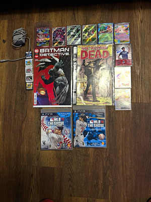 Sony PS3 Sports Games w/ Cases + Batman & Walking Dead Comics + Trading Cards