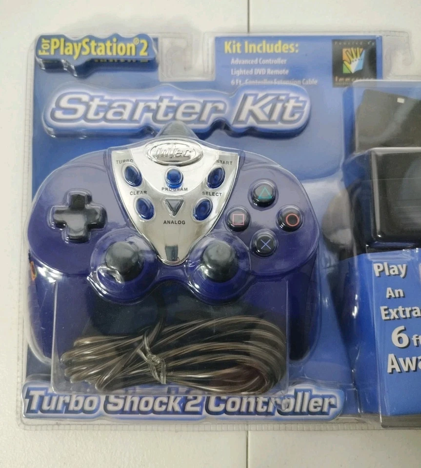 PlayStation 2 Intec Starter Kit Mando NUEVO SELLADO, Cable Extráctil de 6 pies, Mando a Distancia PS2 Foto 3 de 4