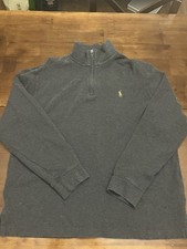 Polo Ralph Lauren Men's Gray Estate Rib Quarter Zip Pullover Sweater Size M