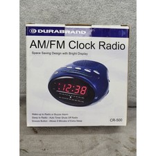 Durabrand CR-500 AM/FM Clock Radio Blue Digital Red LED Alarm Snooze 6.25"
