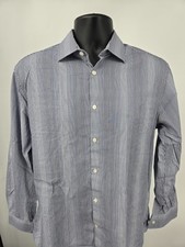 John Varvatos Dress Shirt 15.5 32/33 Blue Plaid Long Sleeve Slim Fit Men