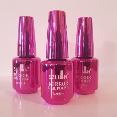 Metallic Nail Polish- Fuchsia Color # 08 Mirror Effect  Lot of 3