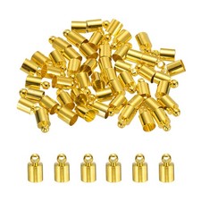 50-Pack Tassel Cord End Caps, 5mm ID Kumihimo End Tip Gold Tone 