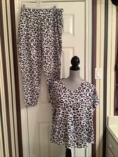 Secret Treasures Gray Pink Cheetah Pajamas Lounge Two Piece Set X-large 16-18