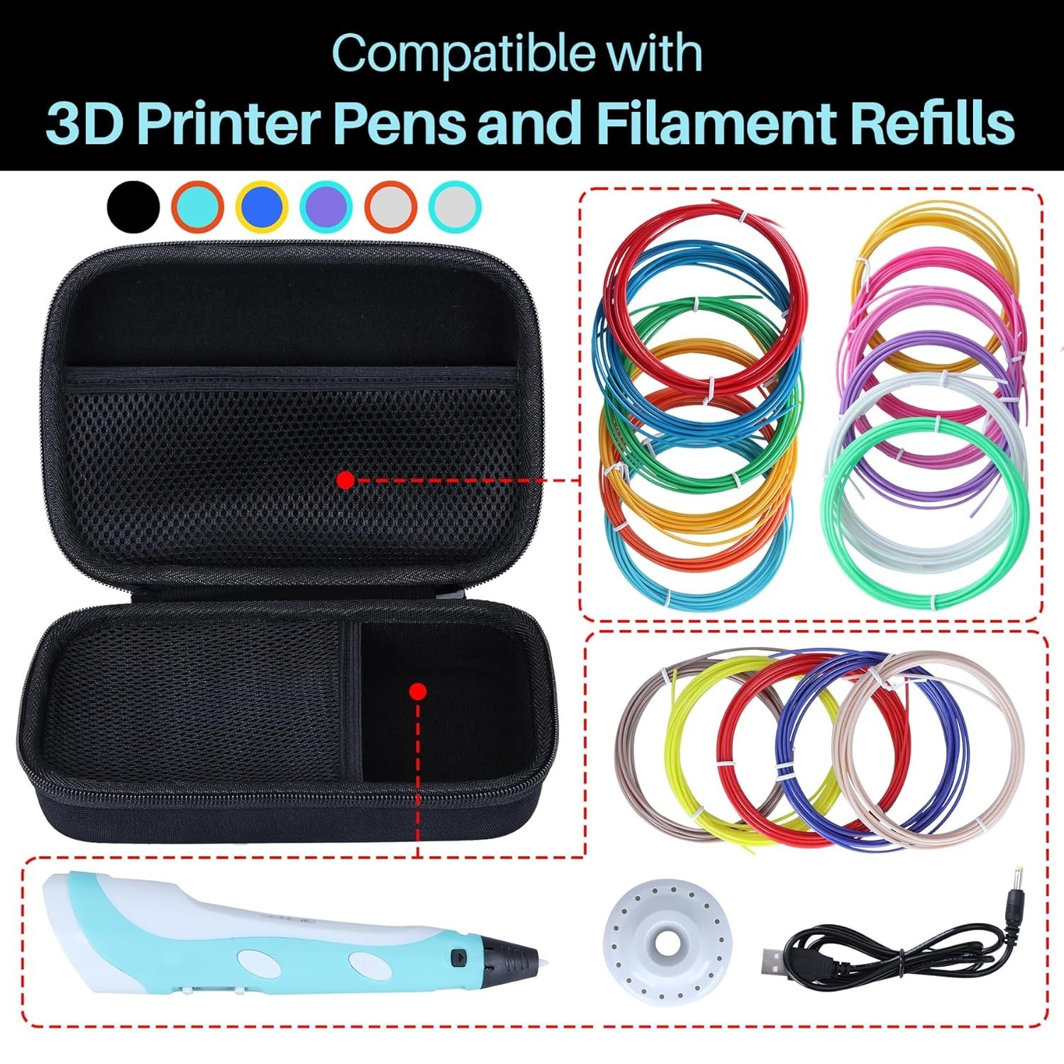 3D Printing Pen Case Hard Protective Carrying Storage Bag for SCRIB3D MYNT3D ...