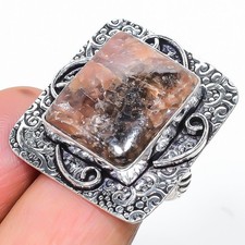 Rhodochrosite Gemstone Handmade 925 Sterling Silver Jewelry Ring Size 9 b114