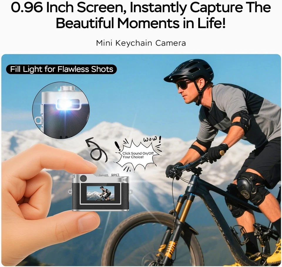 Mini Llavero Cámara 1080P FHD Mini Retro Cámara Digital Pequeña Tarjeta 16GB Foto 2 de 4