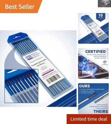 10-Pack TIG Welding Tungsten Electrodes 1/16'' - Purple Rare Earth Blend