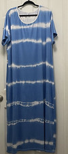 Shein Emery Rose Plus Size Women's Short Sleeve Blue Stripe Maxi Dress Size 4XL
