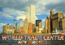 World Trade Center NYC Waterfront View with Skyscrapers Vtg 6x4 Postcard CP443