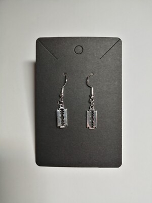 Razor Blade Earrings, Handmade, Punk, Goth, Gift, Silver