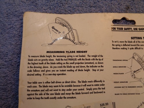 GAUGE-IT Table Saw LEFT HAND Blade Tilt Angle Height Measuring Adjustment Tool - Picture 7 of 12