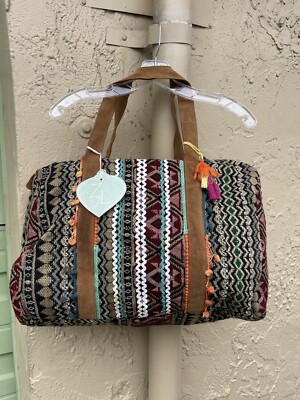 Z&L Anthropologie Multicolor Boho Aztec Woven Travel Tote Bag
