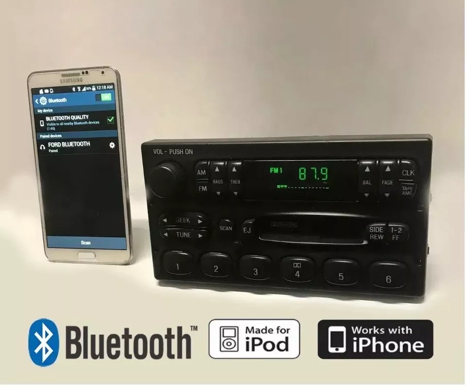 ✅99-04 Ford F150 F250 F350 F450 Marquis F150 AM FM Cassette Bluetooth OEM Radio Foto 2 de 4