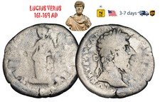 Ancient Roman Empire Coin Silver Denarius LUCIUS VERUS 161-169 Authentic #32872
