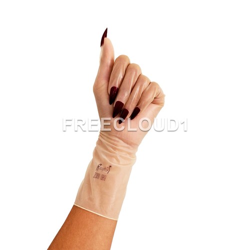 Latex Gloves with Long Red Nail Art Rubber Gloves for Fetish Clubwear 0.25mm - Picture 5 of 8
