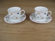 TCM Tchibo  Streublumen roter Rand - 2 x Kaffeetasse mit Untertasse - mehr vorh.