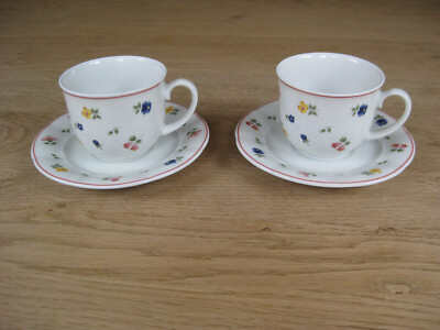 TCM Tchibo  Streublumen roter Rand - 2 x Kaffeetasse mit Untertasse - mehr vorh.