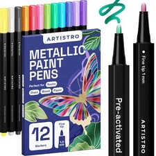 Metallic Markers with Medium Tip Metallic Acrylic Paint Markers Metallic Pain...