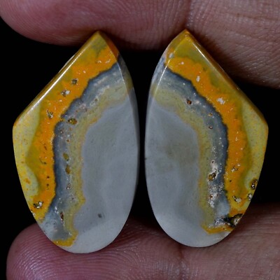 Natural BumbleBee Jasper Matched Pair 39.70 Cts. Cabochon Gemstone For Pendant